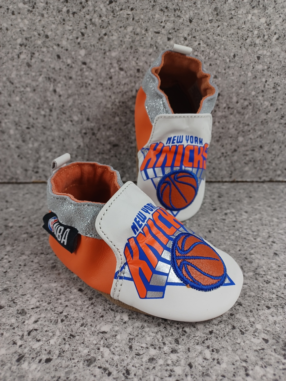Robeez New York Knicks Orange, White & Silver Baby Slip-On Shoes